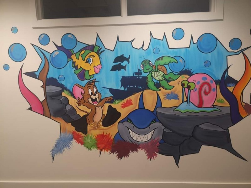 UNDERWATER SCHOOL CORRIDOR EDUCATIONAL ART